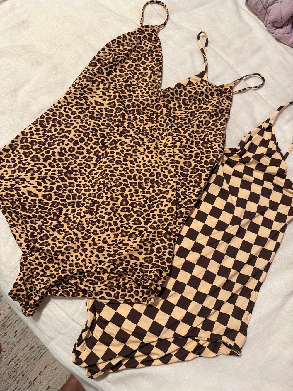 MAI XL  2x One-Piece Swimsuits - Brown/leopard